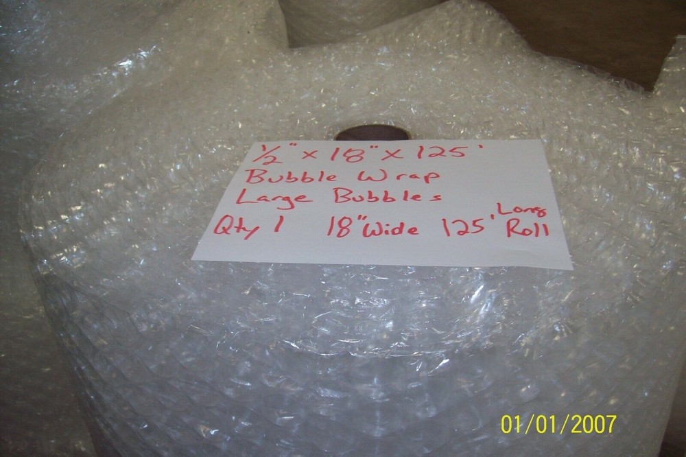 1/2″ Large Bubble Cushioning Wrap Padding Roll 125′ x 18″ Wide 125 FT Perf 12