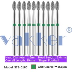 10Burs/pk Dental Diamond Burs FG Round End Taper Pear Coarse / Super Coarse Grit