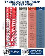 57-Piece Nut and Bolt Thread Checker with Standard and Metric Gauges