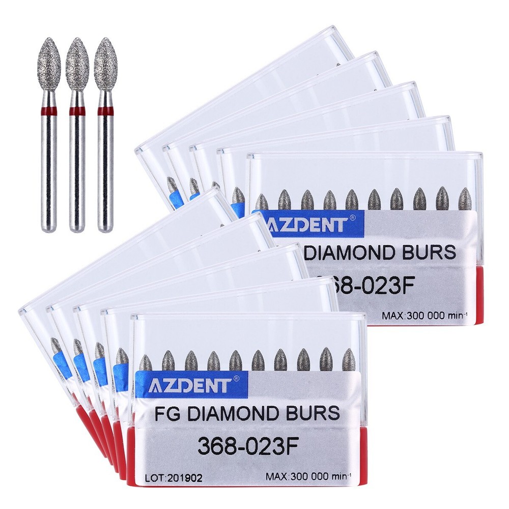 100pcs Dental Diamond Burs 368-023F FG RED Fine Grit Football High Speed Cutting