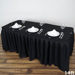 Black 14 feet POLYESTER PLEATED TABLE SKIRT Tradeshow Wedding Catering Supplies