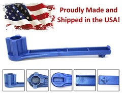 Blue 4-IN-1 Bung Drum Wrench 55-30-15 GAL Water Barrel Nut Cap Plug Gas Shut Off