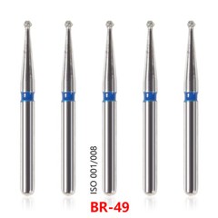 100pcs Dental Diamond Burs Ball Round BR-49 For High Speed Handpiece 5 pcs/pack
