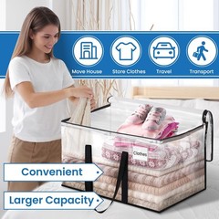 Heavy Duty Clear Moving Bags with Reinforced Handle and Double Zipper, Storag…