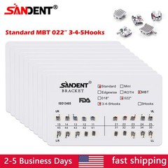 10x SANDENT Dental Orthodontics Brackets Brace Standard MBT 0.022″ Hooks 3-4-5