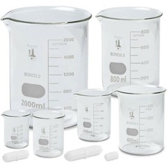 Beaker Set with Magnetic Stir Bar Set, 6 Sizes – 50/100/200/400/800/2000ml