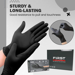 First Glove Black Disposable Nitrile Gloves 3 Mil Latex & Powder Free