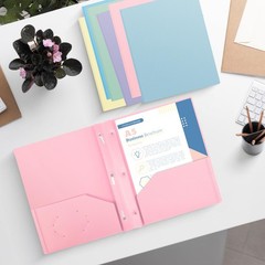 24 PCS Plastic Folders With Pockets 3 Fasteners Pastel Fits Letter Size Pink