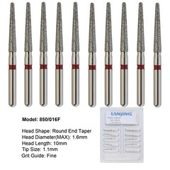Dental Diamond Burs FG Round End Taper Super Coarse Fine Grit High Speed 856 850