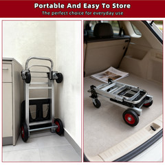 Aluminum Hand Truck 3 in 1 Folding Dolly Cart 400 lbs Capacity Heavy Duty