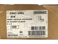 Everbilt Copper Elbow 3/4 in x 3/4 in 90 Degree Cup Elbow Fitting C607, 100 Pack