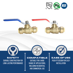 12 Pcs 1/2″ Push Fit Ball Valve Hot and Cold with 1 Removing Clip