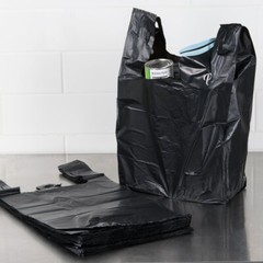 Bags 1/6 21 x 6.5 x 11.5 Heavy Duty .87 Mil BLACK T-Shirt Plastic Grocery Bags