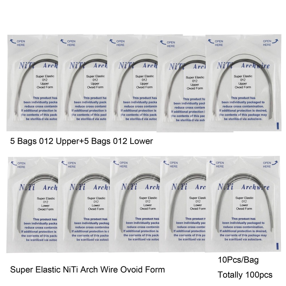 100Pcs Dental Orthodontic Arch Wire Super Elastic NiTi Round Ovoid Form 012-020