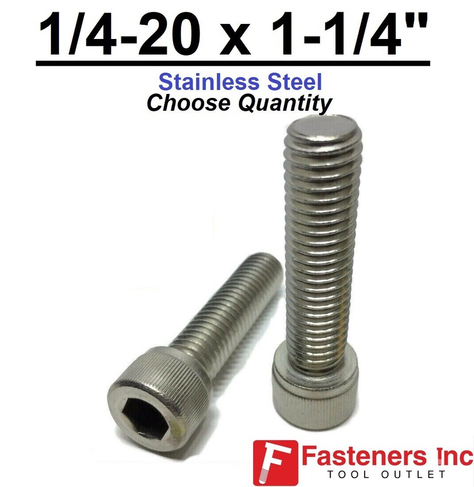 1/4-20 x 1-1/4″ Stainless Steel Socket Head Cap Screw Standard 18-8 (Choose Qty)