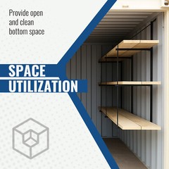 4PCS Black Cargo Shipping Container Shelving Shelf Brackets Universal 18″x60″