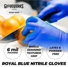 Gloveworks HD Blue Industrial Disposable Nitrile Gloves 6 mil Medium box of 100