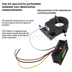 DC0-300V 50/100/200/400A Digital Current Voltage Meter Hall Ammeter Voltmeter