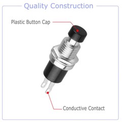 12V SPST Mini Push Button Pre-Wired Momentary N/O OFF-ON Switch Plug US