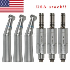 3*Dental Slow Speed Handpiece Internal Spray Contra Angle & Air Motor Kit 4 Hole