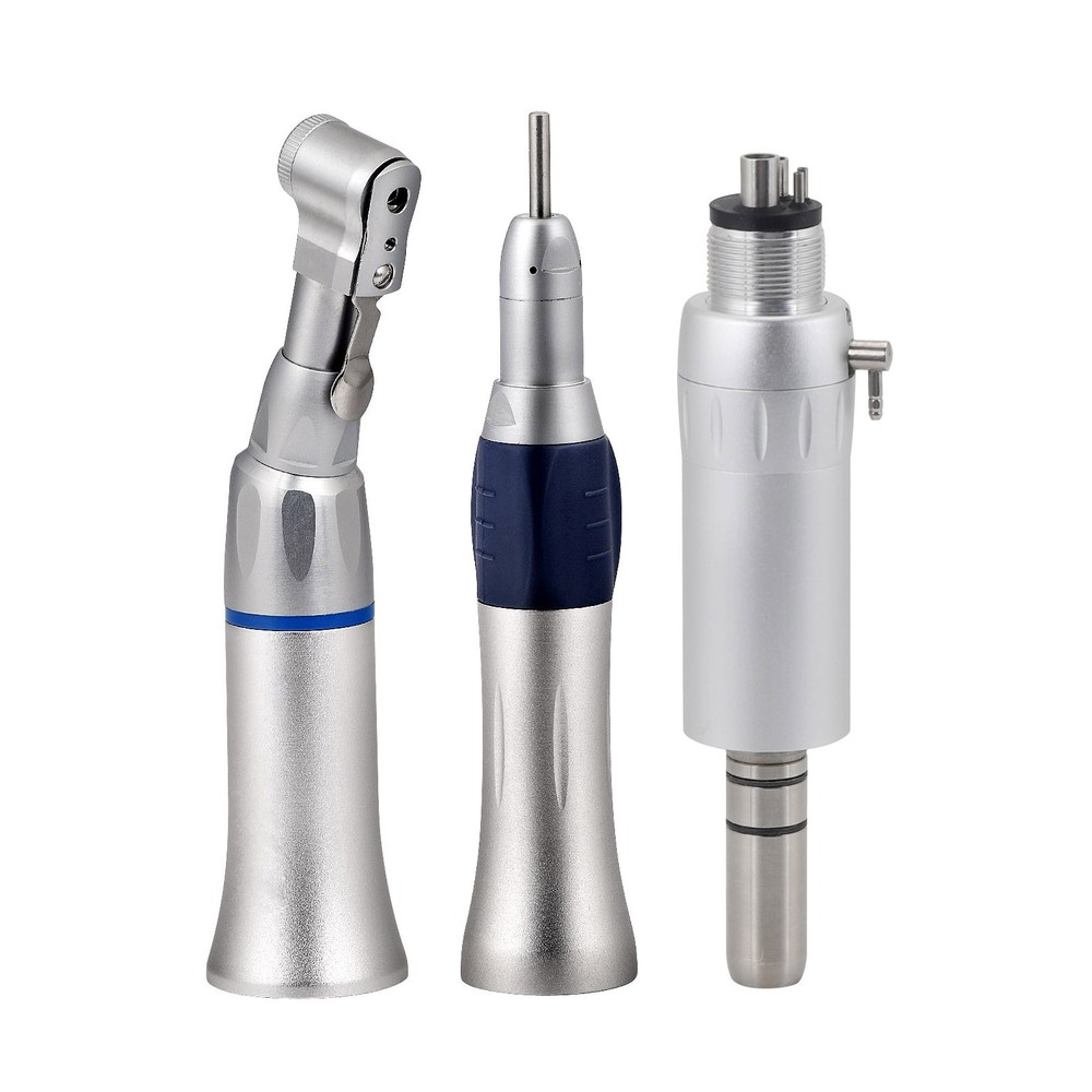 1set Dental Low Speed Handpiece Set Latch Contra Angle Straight Air Motor 4H