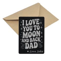 Personalized Engraved Love Dad Moon & Back Note Metal Father’s Day Keepsake Card