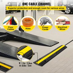 VEVOR 4 Pcs Speed Bumps 1 Channel Wire Hose 22000lbs Cable Protector Ramp