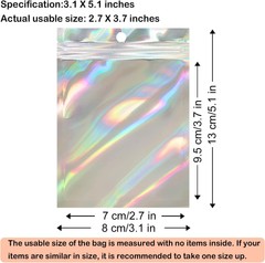 Holographic Mylar Bags Smell Proof Food Storage Zip Seal Foil Pouch Candy Bag
