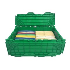 UBMOVE Storage Plastic Tote Crate Attached Lid Flip Top, 27″x16.9″x12.5″ Color C