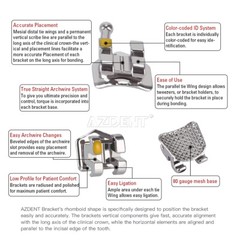 AZDENT Dental Orthodontic Metal Brackets Braces Mini/Standard Roth/MBT 022/018
