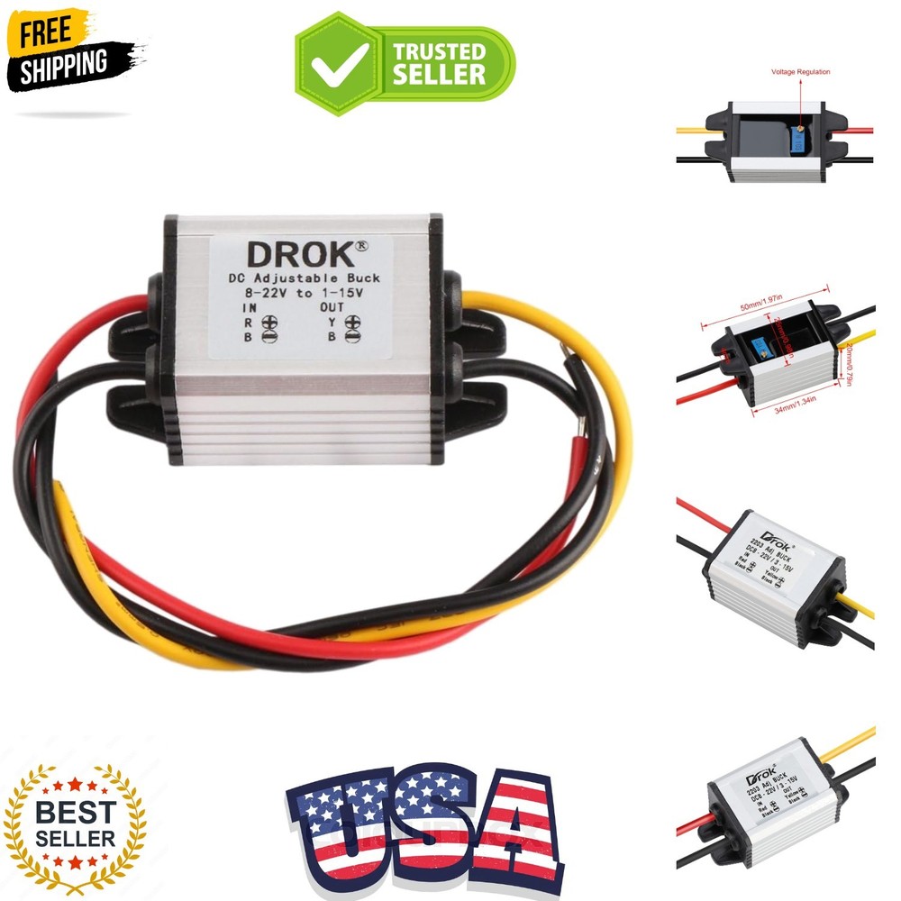 Waterproof DC Buck Converter Voltage Regulator 8-22V to 3-15V 5V 12V 3A Adjus…