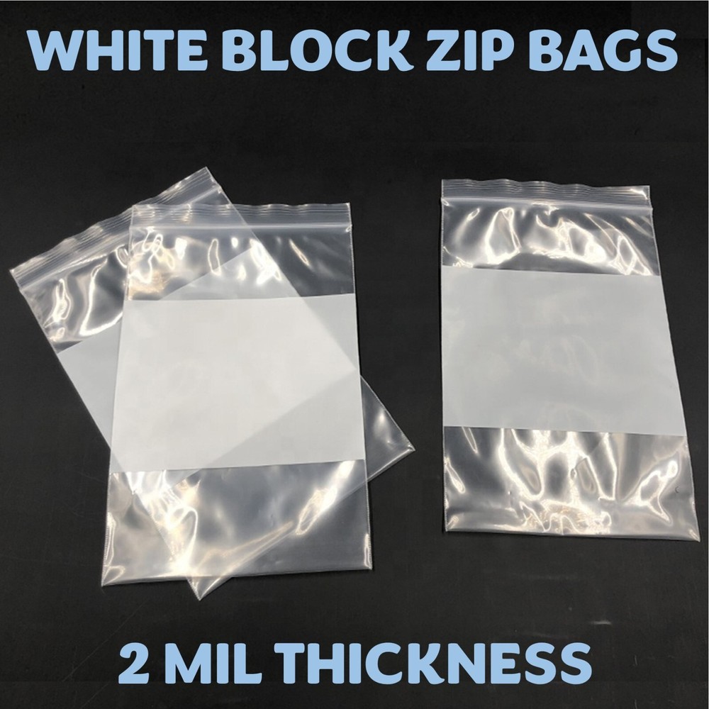 2″x2″ Reclosable 2MIL White Block Zip Writable Zipper Baggies Seal Lock Bags