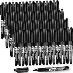 Thenshop 100 Pack Permanent Markers Bulk Black 1 Count (Pack of 100), black