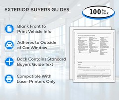 Exterior Self-Adhesive Buyers Guides – Blank Front – Text on Back (100 pack)