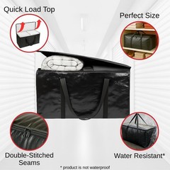 BAG-THAT! 4-Pack Black Moving Bags, Extra Large Storage Bags with Zipper, Wat…