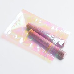 100 Transparent Pink Holographic Flat Beauty Sample Packaging Heat Sealable Bags