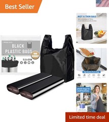 Black Plastic Grocery Bags, 100 Pack, 11.5’x 6.5″ x 21′, 22 Pound Capacity, H…