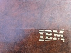 Vintage IBM Easy Open Document portfolio Holder with handles vinyl brown