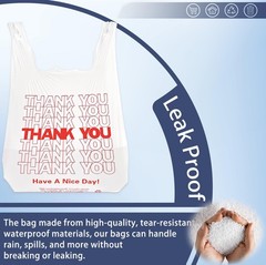 100 Pack White T Shirt Grocery Bags 11x6x21 Reusable Disposable Bags