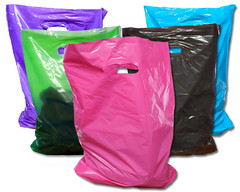 3 Sizes, 30 Pack Plastic Merchandise Bags, Assorted Colors Gift Combo w Handles