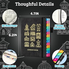 Address Book with Colorful Alphabetical Tabs (4.7″ X 6.2″) – Telephone Address