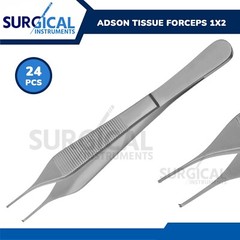 24 Pcs Adson Tissue 1 x 2 Teeth 4.75″ Forceps Surgical Veterinary German Grade
