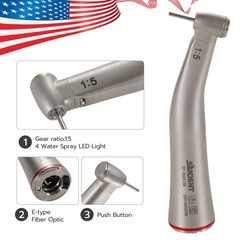 1-5*SANDENT Dental 1:5 High Speed Fiber Optic Contra Angle Increasing Handpiece
