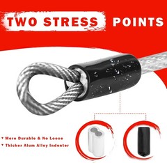 2 Pack 1/8″ Stainless Steel Security Cable, 4FT Double Loop Chain Wire Rope