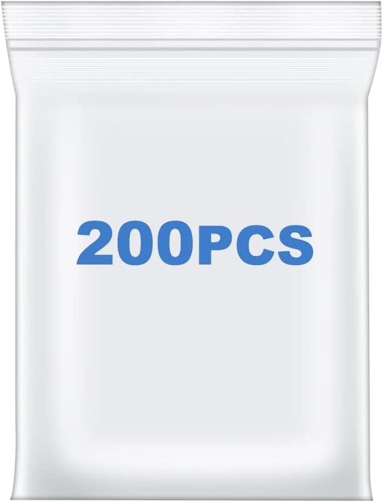 200 PCS Clear Zip Lock Bags 3×4 Inch 2.4 Mil Reclosable Plastic Storage Bags