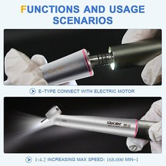 Dental 1:4.2 Increasing Handpiece 45 Degree Fiber Optic Electric Contra Angle de
