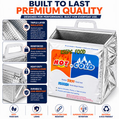 2 Pack Hot Cold Insulated Food Delivery Bags Thermal Grocery Shopping Cooler