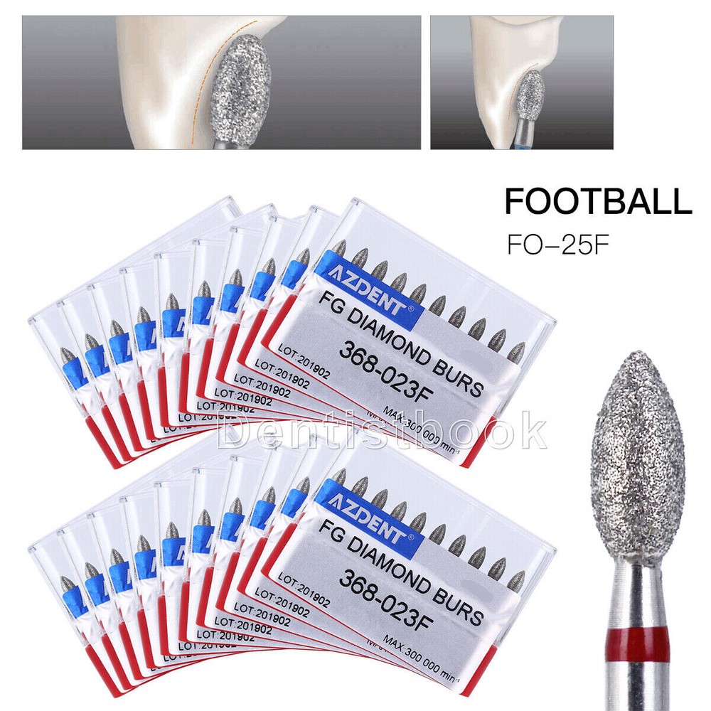 AZDENT Dental Handpiece Diamond Burs Super Coarse Football Cutting 368-023F