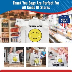 2000 Thank you T-Shirt Bags 1/6 12″ x 6.5″ x 21″, Plastic Grocery Shopping Bags