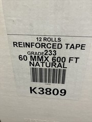 New 12 Rolls Reinforced Gummed Paper Tape 60mm x 600ft Natural Brown K3809